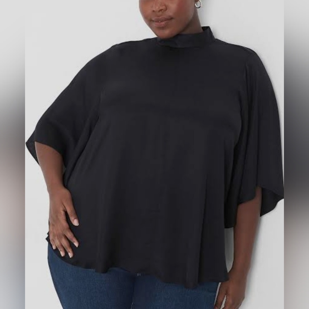 Lane Bryant Relaxed Flutter Sleeve Mock-Neck Top